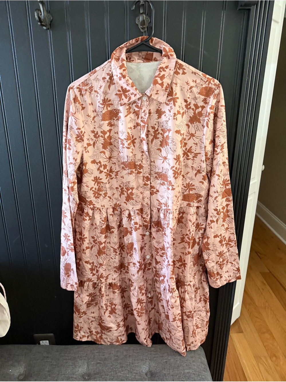 Pink Floral Button-Up Tiered Tunic